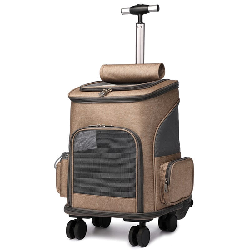 Portable Pet Backpack with Universal Wheels - Folding Traveling Cat Carrier Trolley Bag - Pets Playland