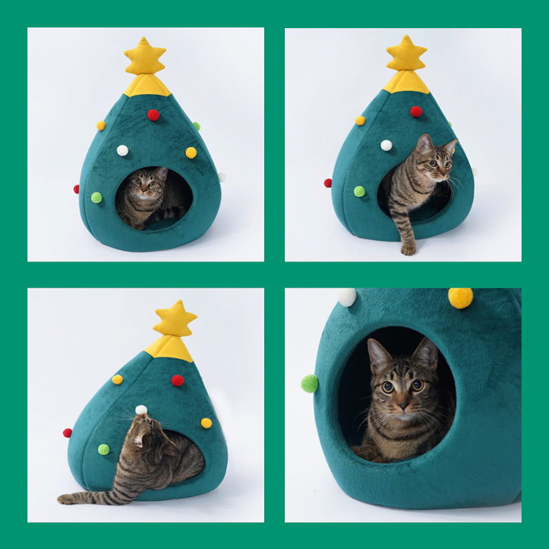 Christmas Tree Cat Bed - Pets Playland
