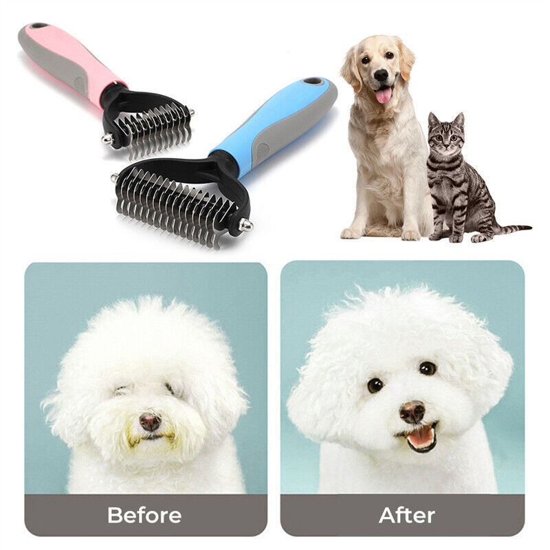 Grooming Brush for Dogs & Cats – Dual-Sided Dematting and Shedding Tool - Pets Playland