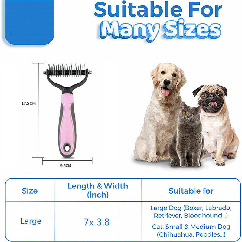 Grooming Brush for Dogs & Cats – Dual-Sided Dematting and Shedding Tool - Pets Playland
