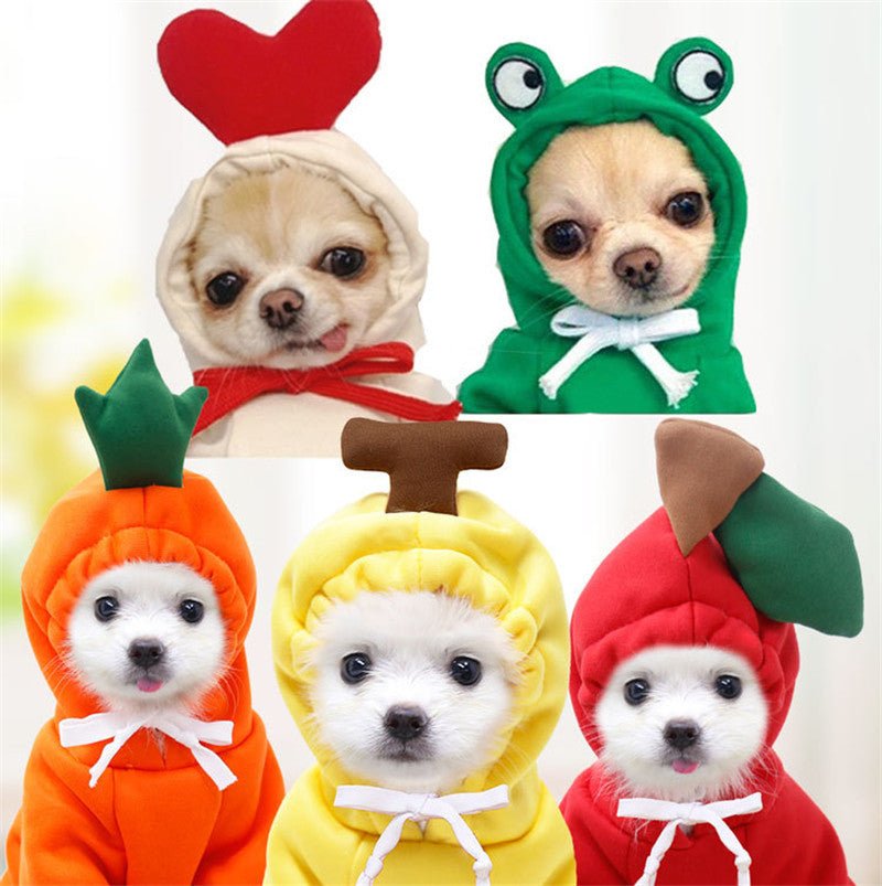 Cute Fruit Dog Hoodie — Warm Fleece Pet Clothing for Small Dogs (Winter Wear) - Pets Playland