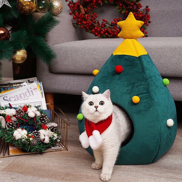 Christmas Tree Cat Bed - Pets Playland