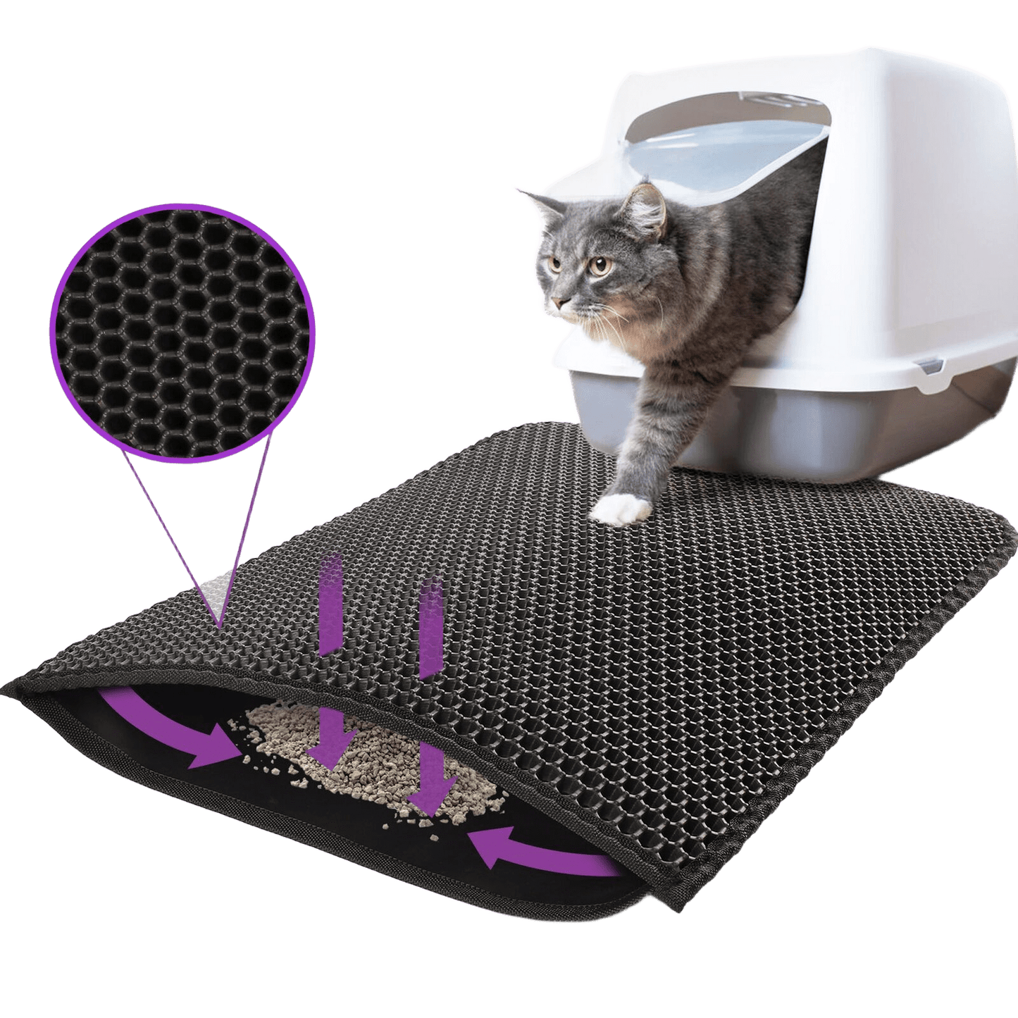 Double Layer Waterproof Cat Litter Mat — Non-Slip Honeycomb Design