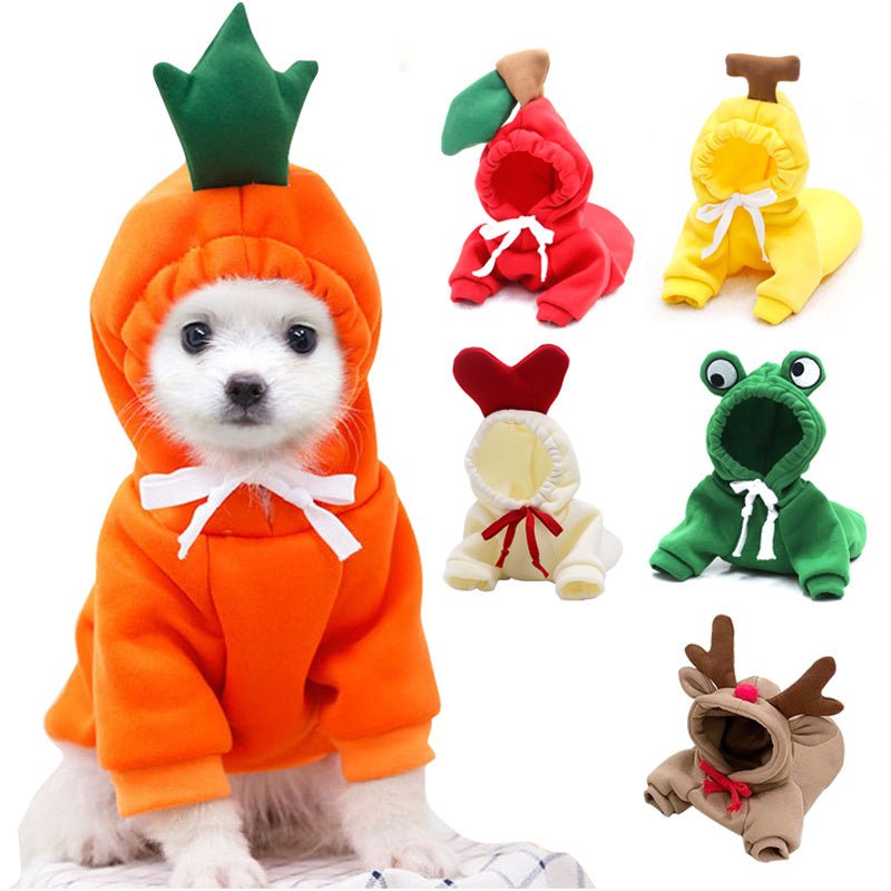 Cute Fruit Dog Hoodie — Warm Fleece Pet Clothing for Small Dogs (Winter Wear) - Pets Playland