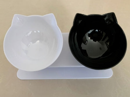 Inclined Cat Ear Pet Bowl — Transparent, Tilted Design for Comfortable Feeding