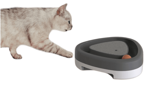 Smart Triangle Cat Toy – Electric Turntable Scratcher with Feather - Pets Playland