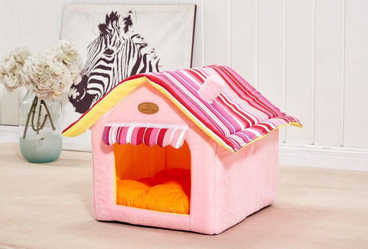 New Fashion Striped Removable Cover Mat Dog House Dog Beds For Small Medium Dogs Pet Products House Pet Beds for Cat - Pets Playland