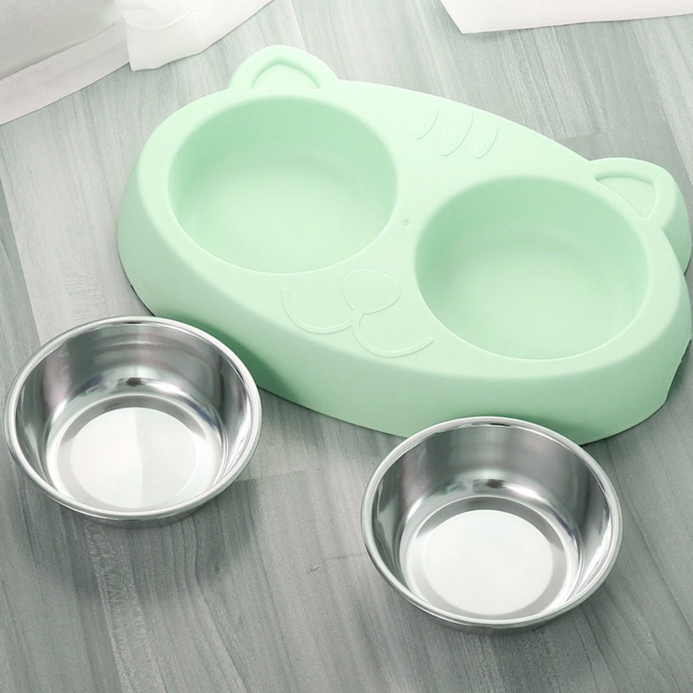 Dog Bowls Double Dog Water And Food Bowls Stainless Steel Bowls With Non - Slip Resin Station, Pet Feeder Bowls For Puppy Medium Dogs Cats - Pets Playland