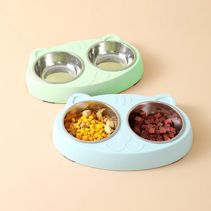 Dog Bowls Double Dog Water And Food Bowls Stainless Steel Bowls With Non - Slip Resin Station, Pet Feeder Bowls For Puppy Medium Dogs Cats - Pets Playland