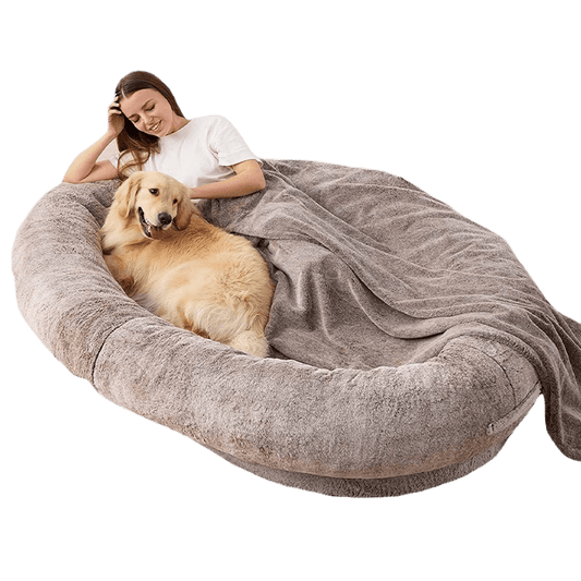 Large Human Short Plush Dog Bed - Pets Playland