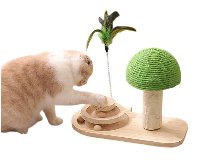 Cat Scratching Post with Double Sisal Balls — Interactive Cat Tree Toy & Claw Scratcher