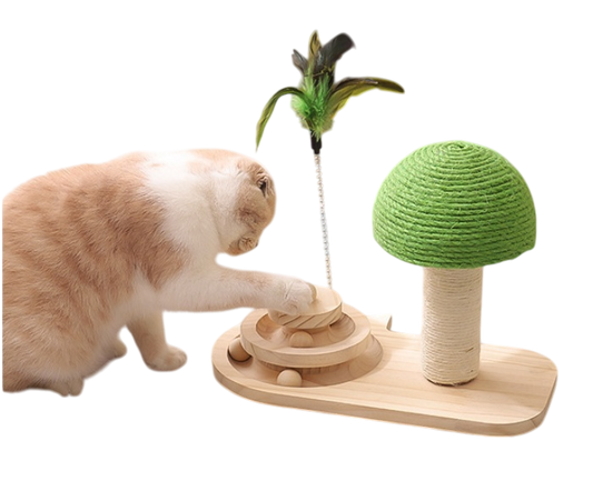 Cat Scratching Post with Double Sisal Balls — Interactive Cat Tree Toy & Claw Scratcher