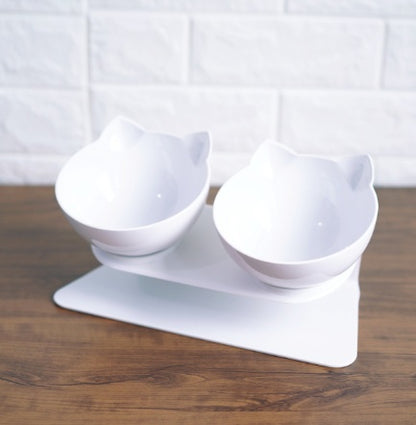 Inclined Cat Ear Pet Bowl — Transparent, Tilted Design for Comfortable Feeding