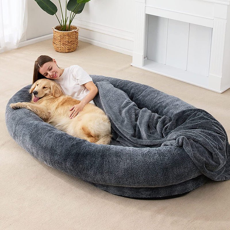 Large Human Short Plush Dog Bed - Pets Playland