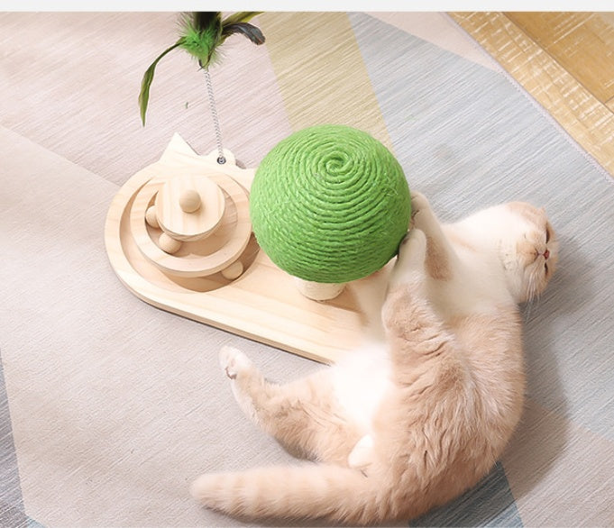 Cat Scratching Post with Double Sisal Balls — Interactive Cat Tree Toy & Claw Scratcher