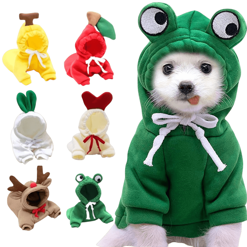 Cute Fruit Dog Hoodie — Warm Fleece Pet Clothing for Small Dogs (Winter Wear)