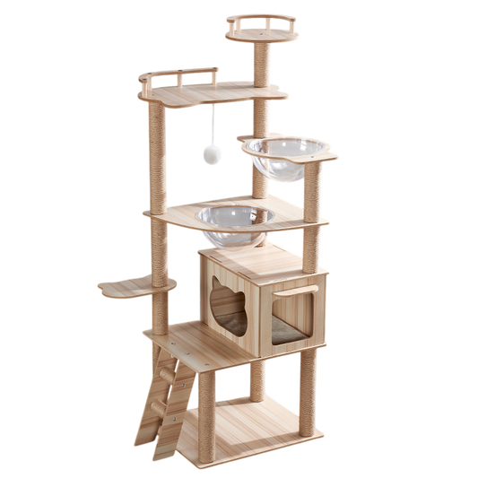 Multi-Level Cat Climbing Frame – Cozy Cat Tree & Scratching Post - Pets Playland