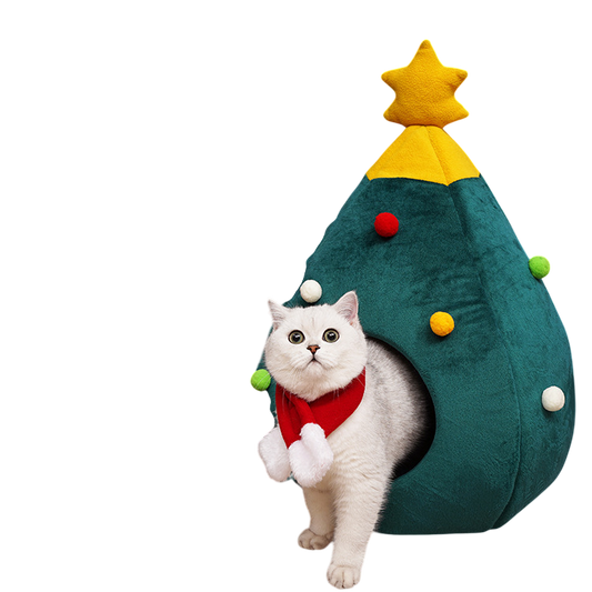 Christmas Tree Cat Bed - Pets Playland
