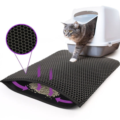 Double Layer Waterproof Cat Litter Mat — Non-Slip Honeycomb Design