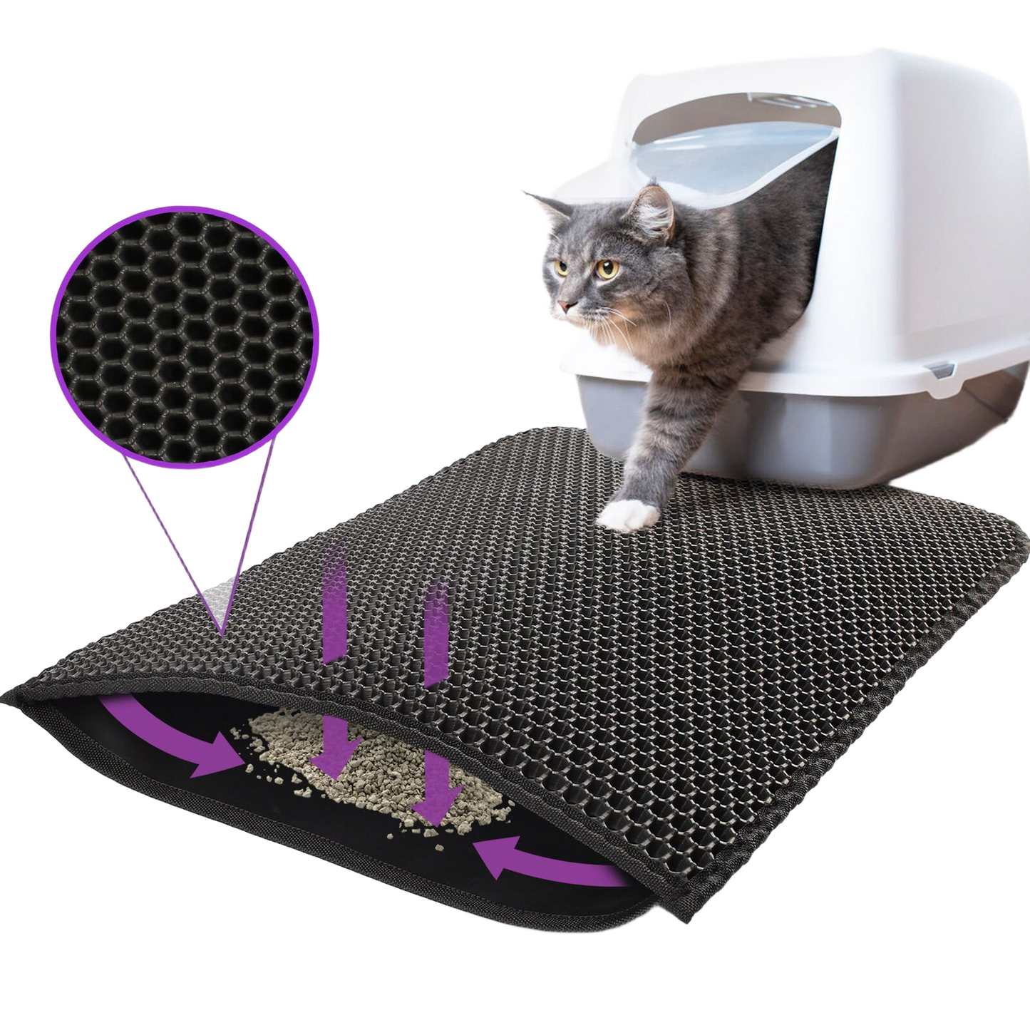 Double Layer Waterproof Cat Litter Mat — Non-Slip Honeycomb Design