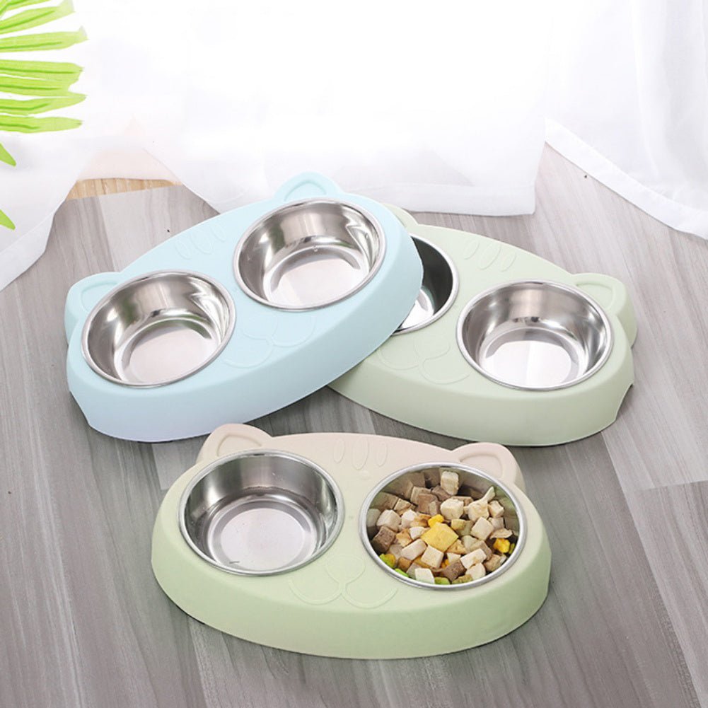 Dog Bowls Double Dog Water And Food Bowls Stainless Steel Bowls With Non - Slip Resin Station, Pet Feeder Bowls For Puppy Medium Dogs Cats - Pets Playland