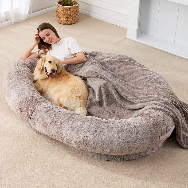 Large Human Short Plush Dog Bed - Pets Playland