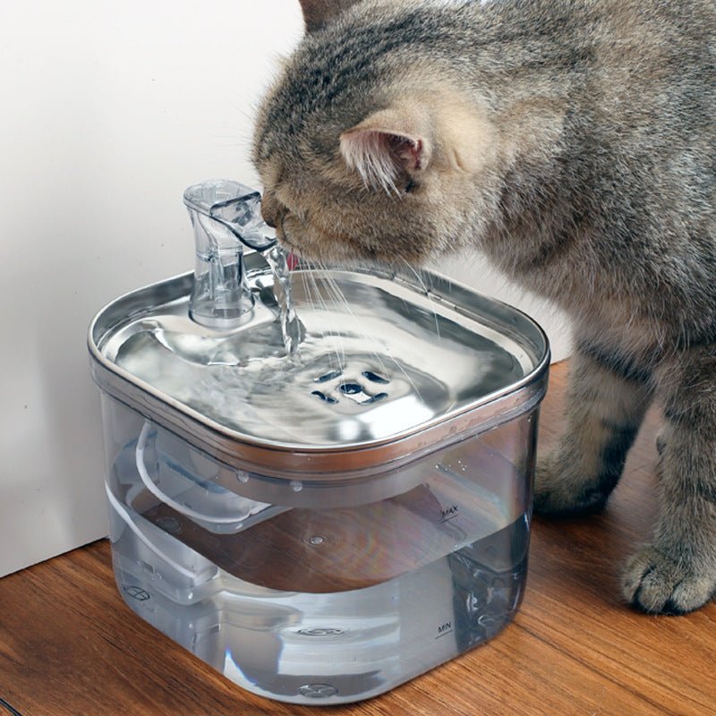 Pet Cat Dog Stainless Steel Automatic Circulation Water Dispenser Intelligent Fountain Pets Accessories - Pets Playland